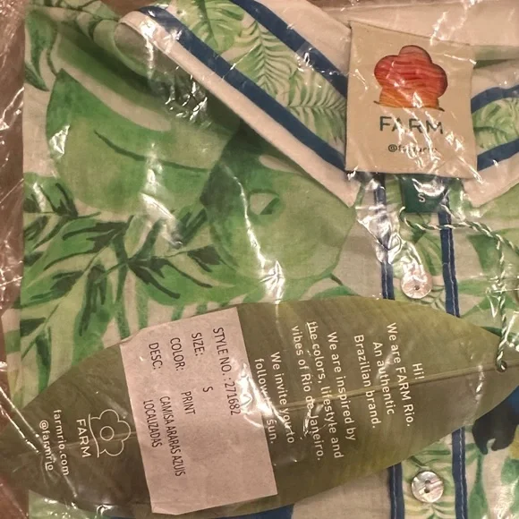 FARM Rio Green Leaf and Blue Bird Blouse - Picture 6 of 6